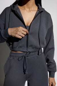 Aeroclouds Retreat Set Zipper Hoodie and Wide Leg Pants Stone Grey