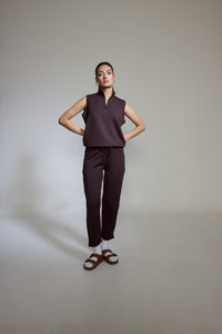 Aeroclouds Retreat Set Sleeveless Pullover and Wide Leg Pants Espresso