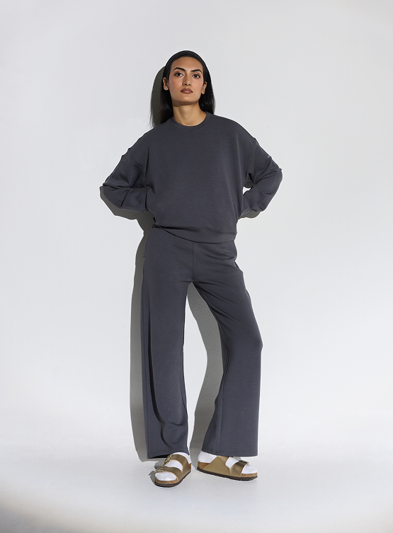 Aeroclouds Womens Retreat Crew Neck Stone Grey