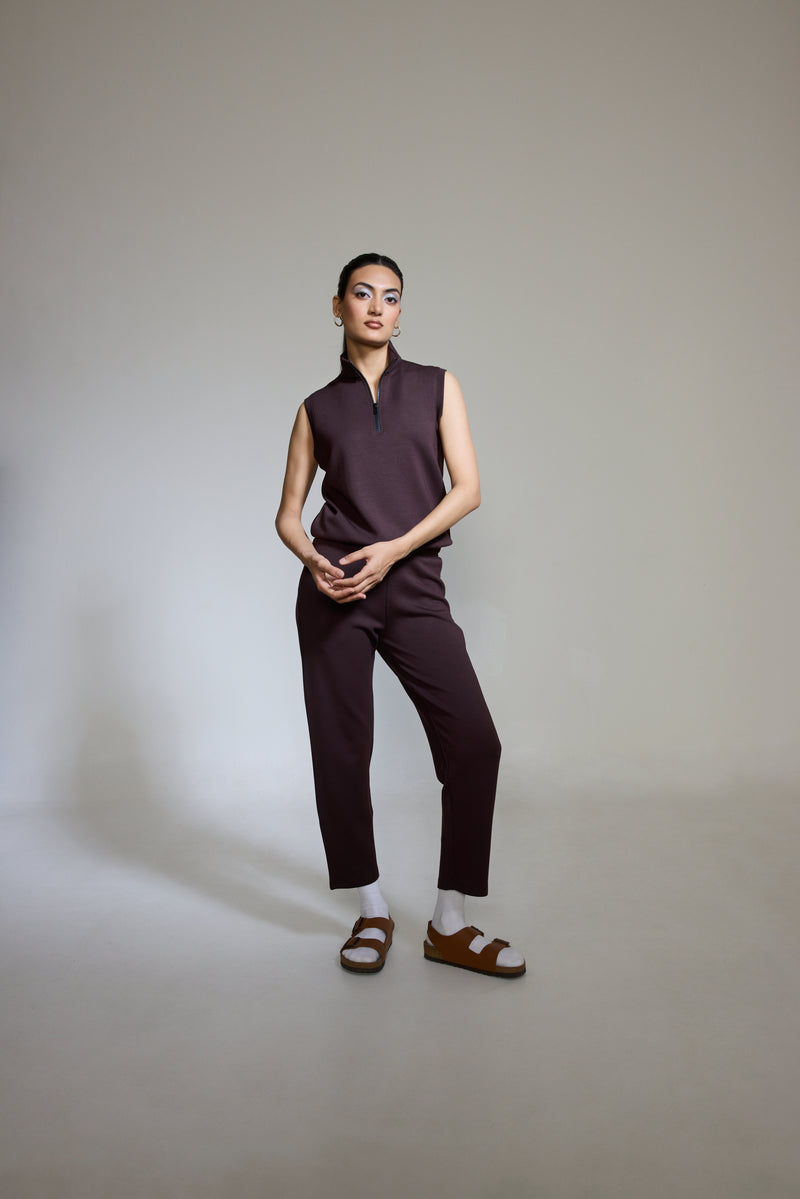 Aeroclouds Retreat Set Sleeveless Pullover and Wide Leg Pants Espresso