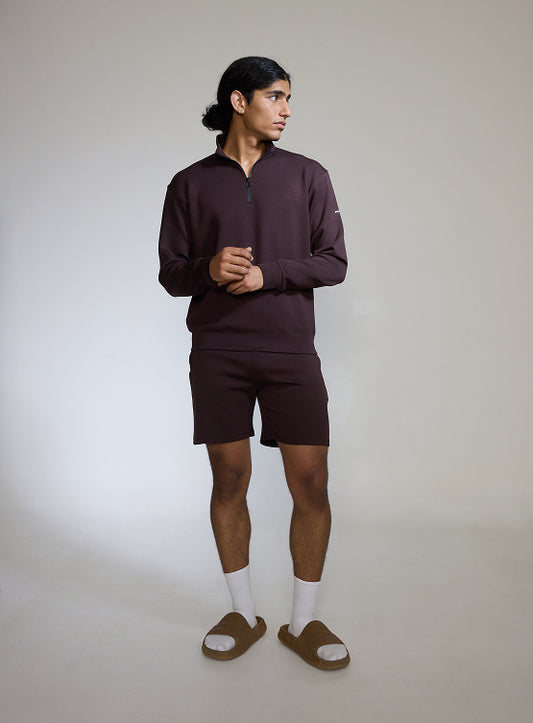 Aeroclouds Retreat Set Full Sleeve Pullover and Shorts Espresso