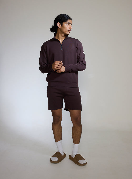 Aeroclouds Retreat Set Full Sleeve Pullover and Shorts Espresso