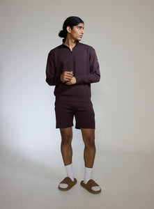 Aeroclouds Retreat Set Full Sleeve Pullover and Shorts Espresso