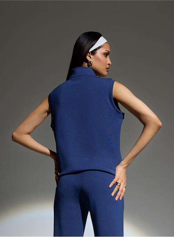 Aeroclouds Sleeveless Half Zipper Retreat Pullover Luna Blue