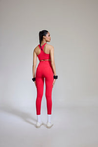 Intense Set Racer Back Bra and Leggings Scarlet Red