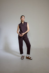 Aeroclouds Retreat Set Sleeveless Pullover and Wide Leg Pants Espresso