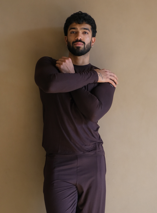 Aero Set Slim Fit Long Sleeve Tee and Pants Espresso