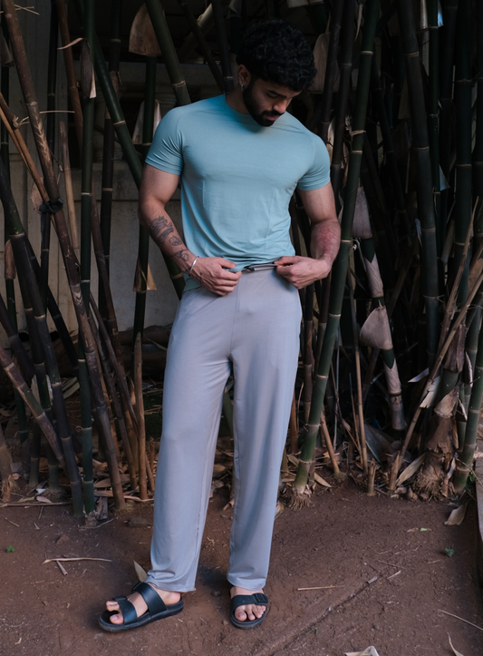 Aero Set Surf Blue Slim Fit Short Sleeve Tee and Weather Grey Pants