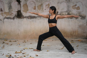 Flo Set Athletic Bra and Flared Yoga Pants Midnight Black