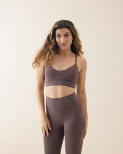 Aero Set Cross Back Bra and Leggings Dusty Fig