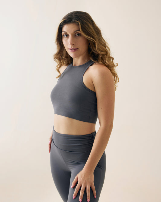 Aero Racer Cropped Top Stone Grey