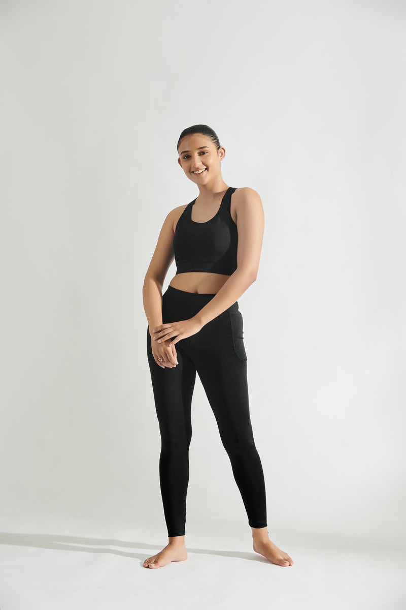 Flo Set Bra Top and Legging Midnight Black