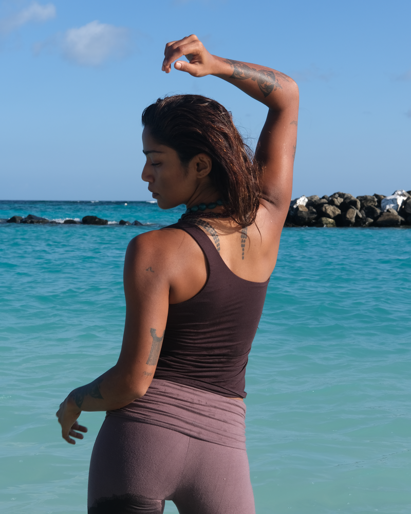 Aero One Shoulder Tank Espresso