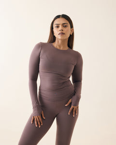 Aero Set Long Sleeve with Thumb Hole and Foldover Flares Dusty Fig