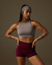 Aero Set Sand Grey Racer Cropped Top and Deep Berry Hot Shorts