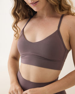 Aero Set Cross Back Bra and Leggings Dusty Fig