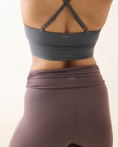 Aero Set Stone Grey Cross Back Bra and Dusty Fig Foldover Flares