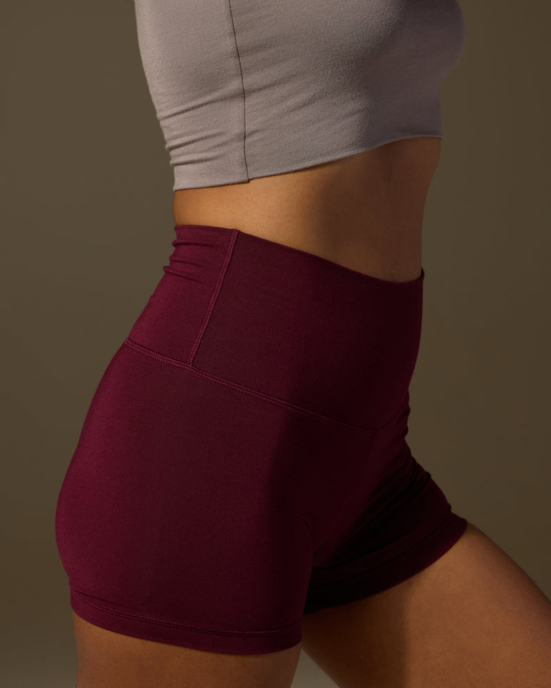 Aero Set Sand Grey Racer Cropped Top and Deep Berry Hot Shorts