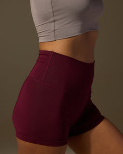 Aero Set Sand Grey Racer Cropped Top and Deep Berry Hot Shorts