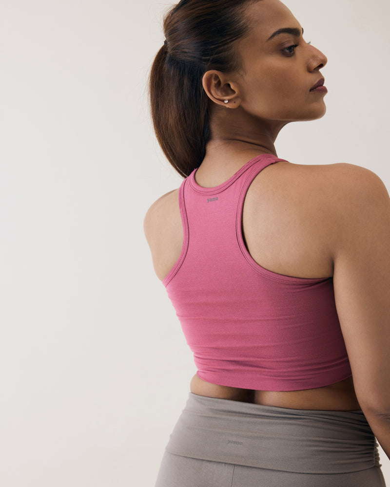 Aero Set Malaga Pink Racer Cropped Top and Sand Foldover Flares