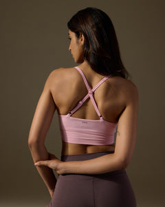 Aero Set Icy Pink Cross Back Bra and Dusty Fig Hot Shorts