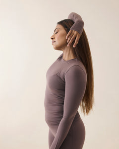 Aero Set Long Sleeve with Thumb Hole and Foldover Flares Dusty Fig
