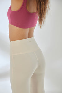 Aero Set Malaga Pink Athletic Bra and Vanilla White Flared Yoga Pants