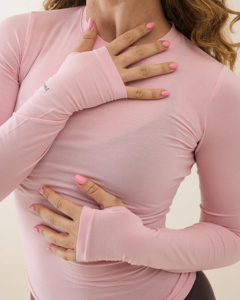 Aero Set Icy Pink Long Sleeve with Thumb Hole and Dusty Fig Leggings