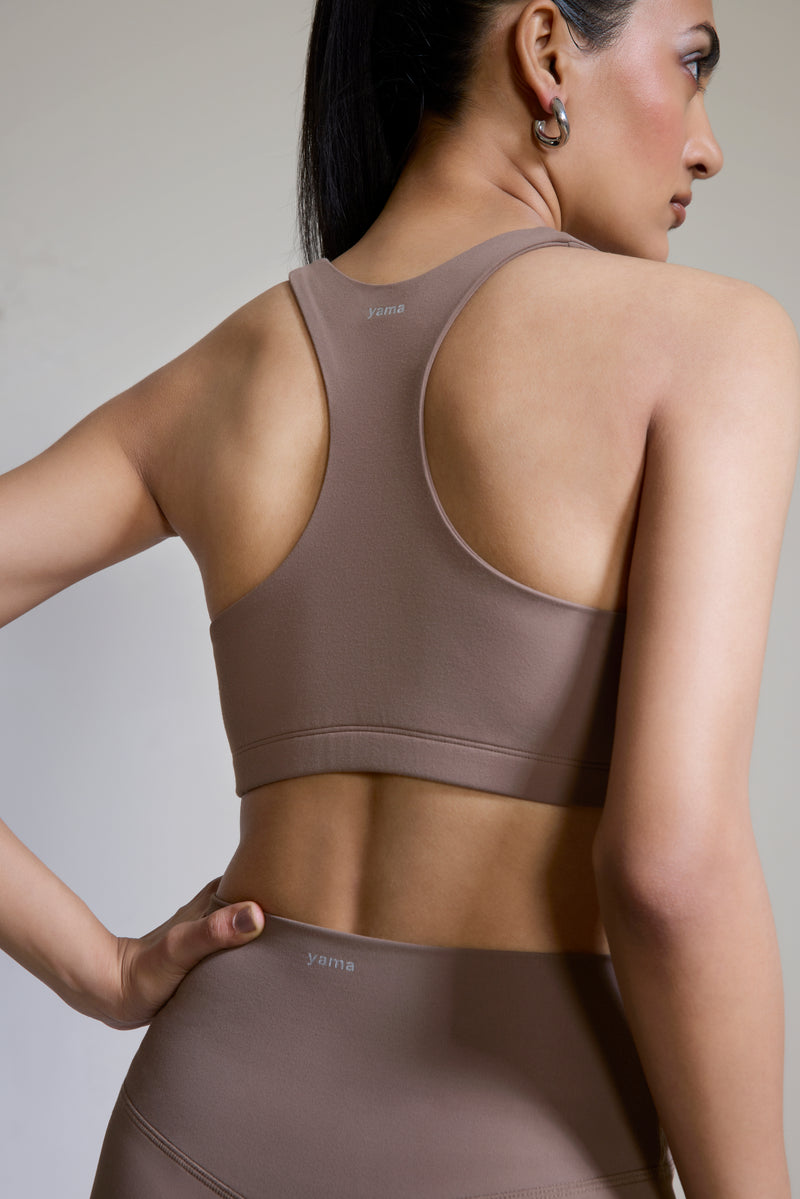 Intense Set Racer Back Bra and Leggings Caramel Brown