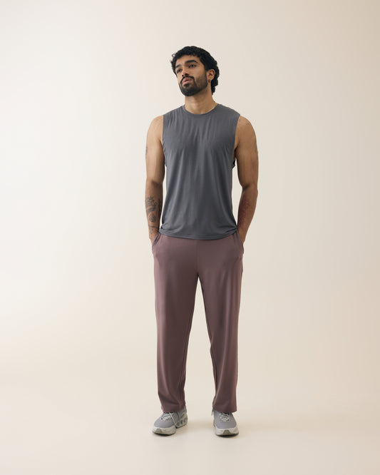 Aero Set Stone Grey Muscle Tee and Dusty Fig Pants