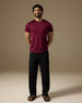 Aero Set Deep Berry Regular Tee and Midnight Black Pants