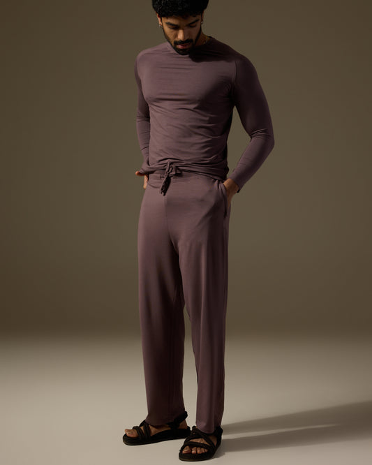Aero Set Slim Fit Long Sleeve Tee and Pants Dusty Fig