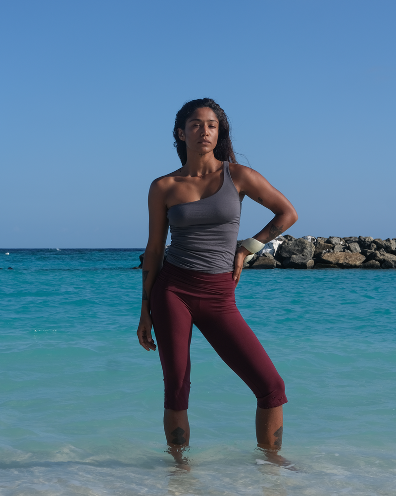 Aero One Shoulder Tank Stone Grey