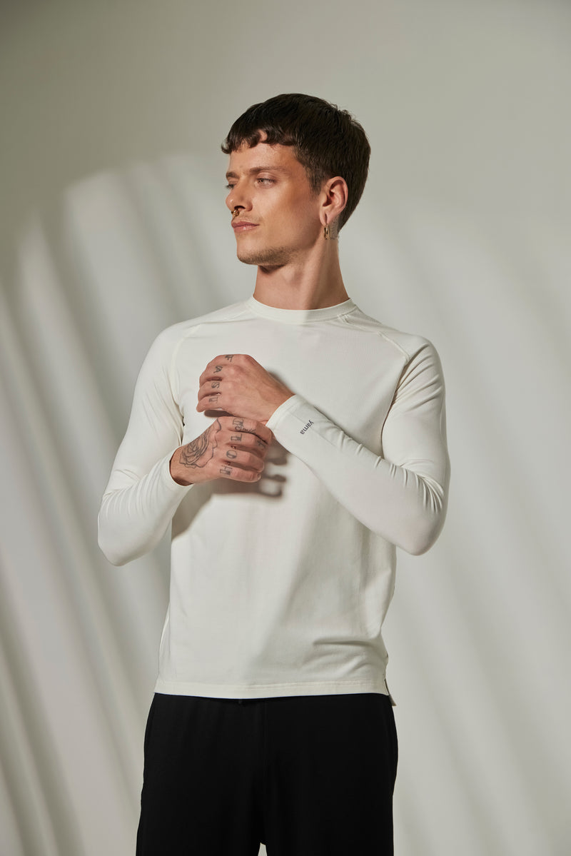 Aero Slim Fit Tee Long Sleeves Pure White