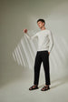 Aero Set Pure White Slim Fit Long Sleeve Tee and Midnight Black Pants