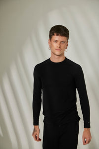 Aero Slim Fit Tee Long Sleeves Midnight Black