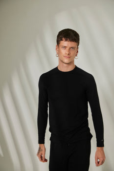 Aero Slim Fit Tee Long Sleeves Midnight Black