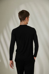 Aero Slim Fit Tee Long Sleeves Midnight Black