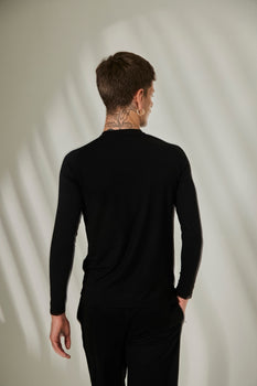 Aero Slim Fit Tee Long Sleeves Midnight Black