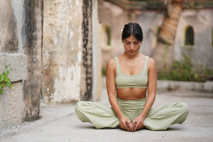 Flo Set Athletic Bra and Flared Yoga Pants Tea Green