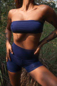 Aero Set Bandeau Top and Hot Shorts Navy Peony